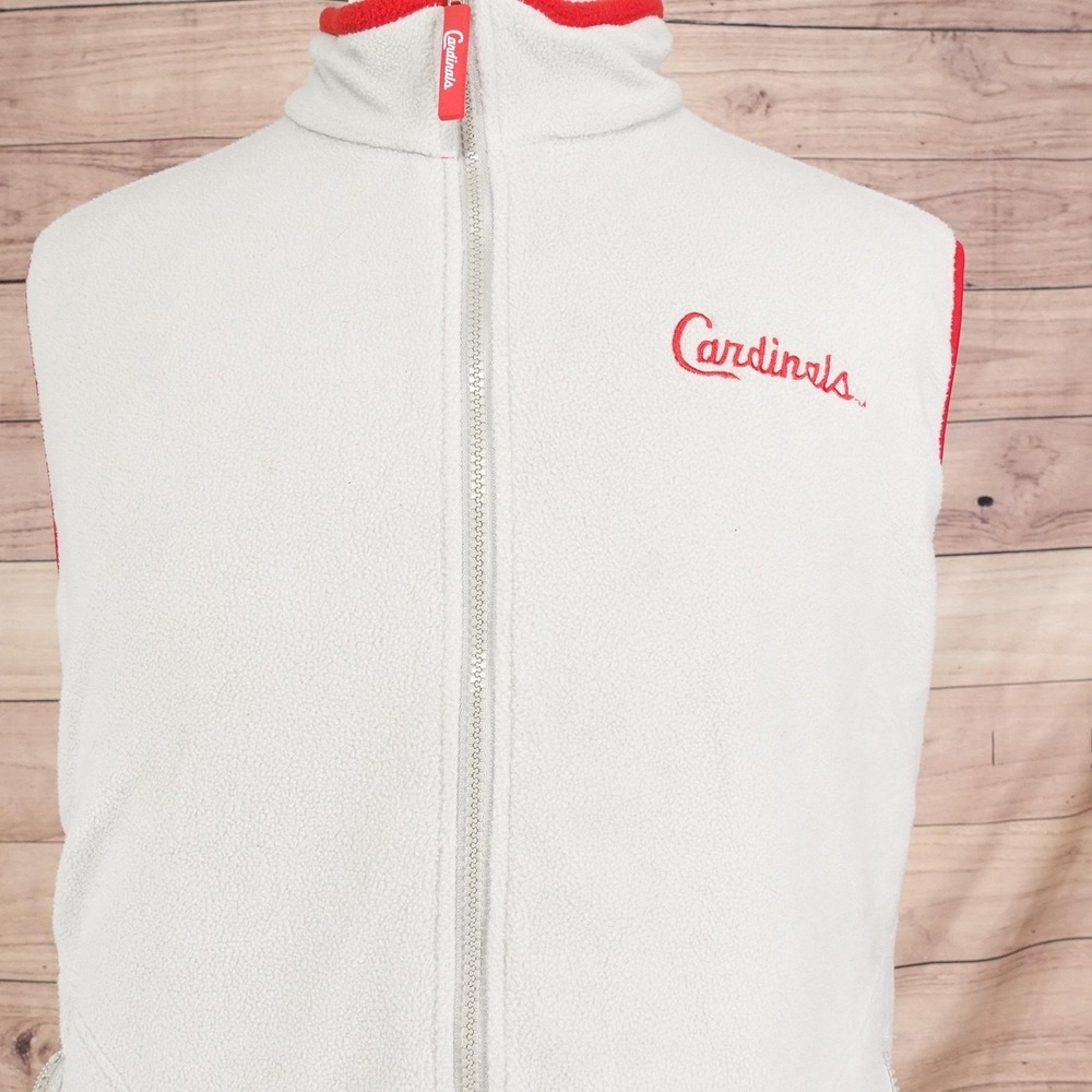 St. Louis Cardinals Fleece Vest XL White MLB Baseball Full Zip Scott Credit SGA